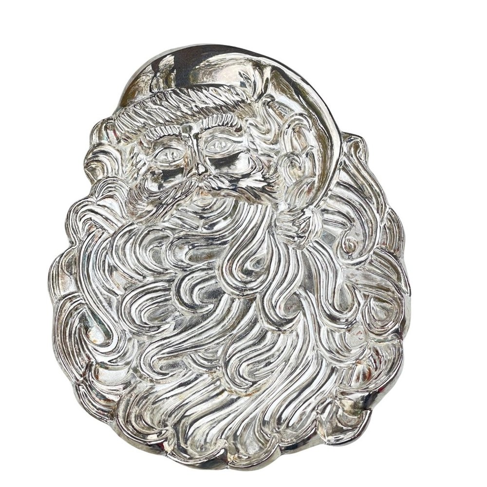 Vintage International Silver Co Silver Plated Candy Dish With Santa Clause Shape